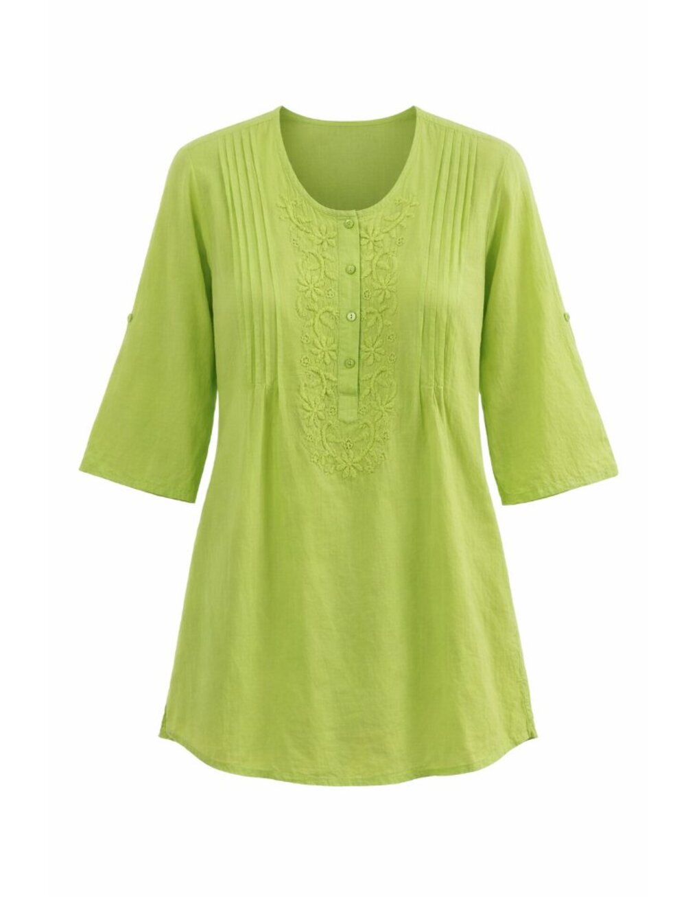 Fiori Cotton Pintuck Embroidered Tunic
